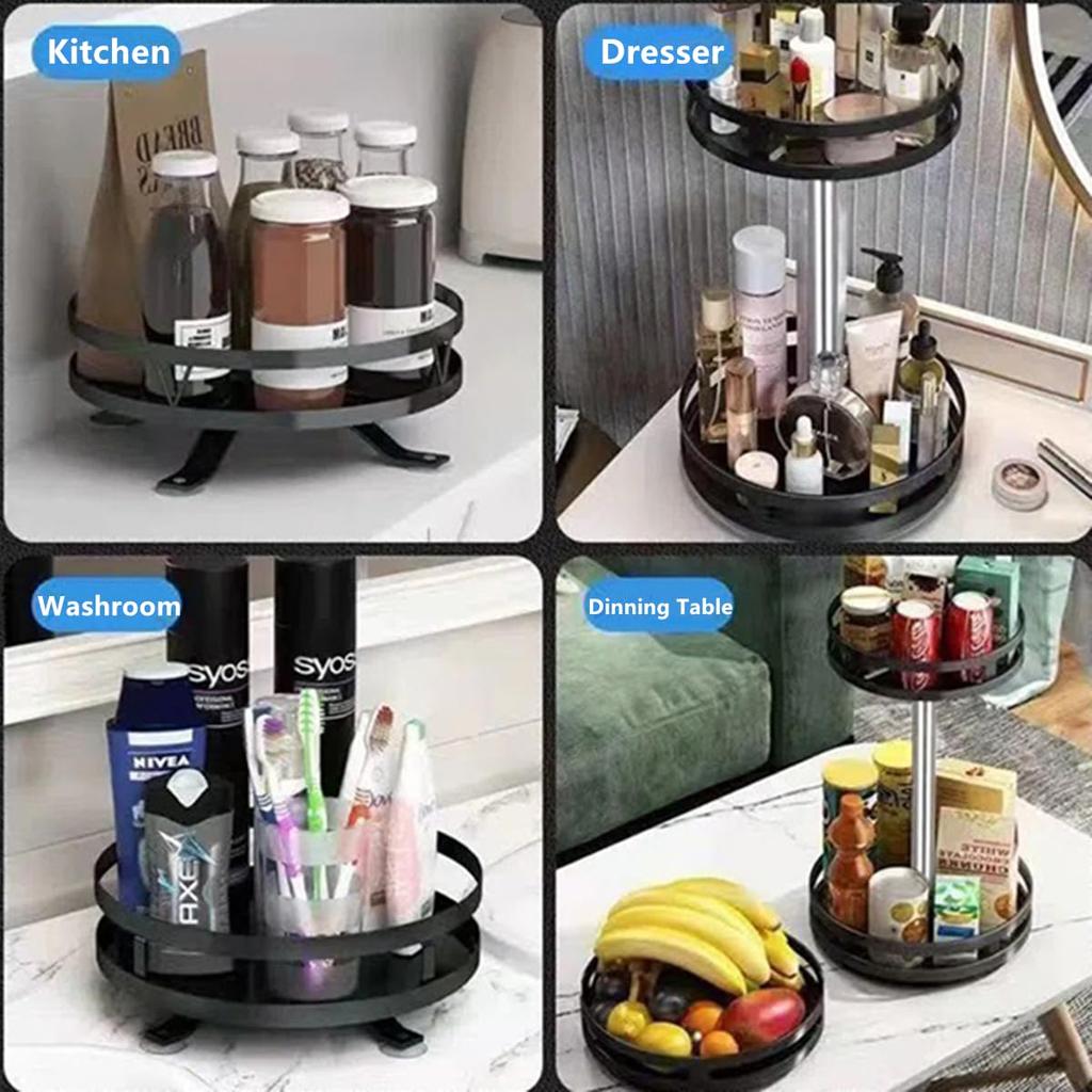 360 Degree Rotating Kitchen Spice Rack Storage Organizer Oil Salt Sauce Vinegar Bottle Holder