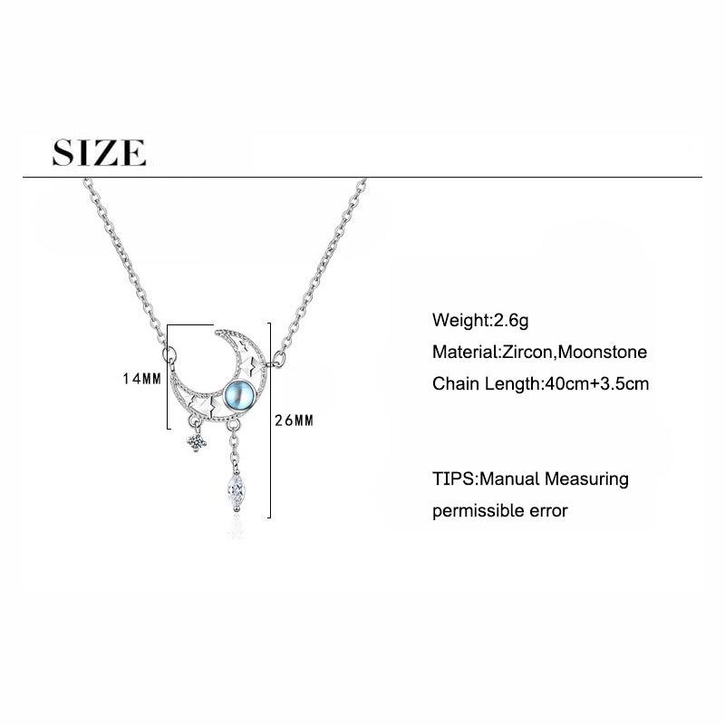 S925 Stamp Colorful Moonstone Clavicle Chain Necklace Silver Color Moon Zircon Tassel Necklace Jewelry For Women S -N508
