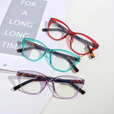 Glasses 68018 Cat'S Eye Color Small Frame Color Matching Tortoiseshell Flat Mirror