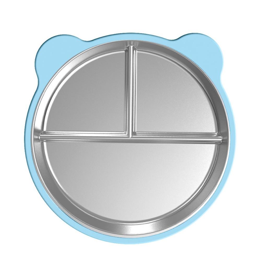 

Non Slip Kids Plate Stainless Steel Baby Snack Dishes Premium Cute Toddler Divided Plates Nursery світло-синій колір