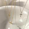 Minimalist Hammered 18K Gold Plated Sterling Silver Cross Necklace - High-End Cool Style Choker Chain