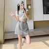Grey Sports Short Skirt Women's Summer New High Waist Loose Word Skirt Hip Skirt Small Culottes