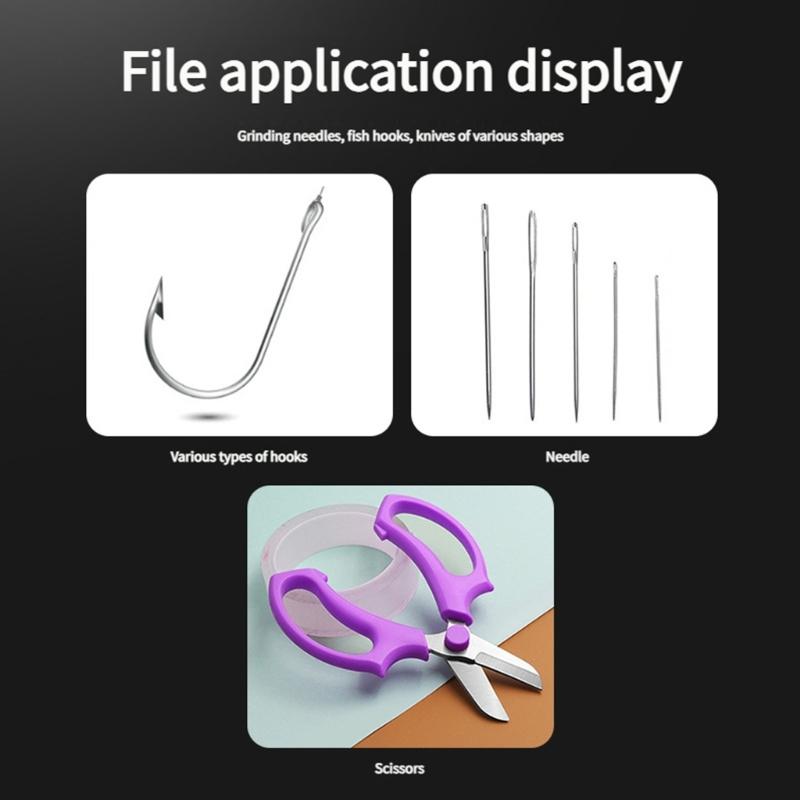 2Pcs Fish Hook Sharpener Grinding Stone Portable Hook Grinding Tool Double Sided Fishing Hook Sharpening File