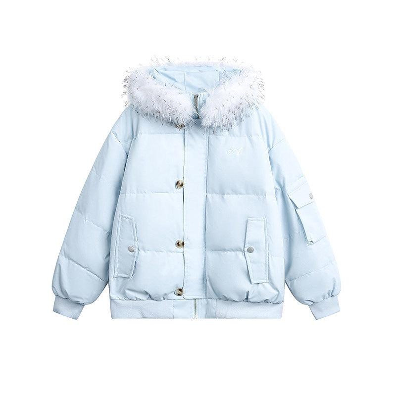 Padded clothes women's winter new ins big fur collar loose padded clothes thickened warm padded jacket tide