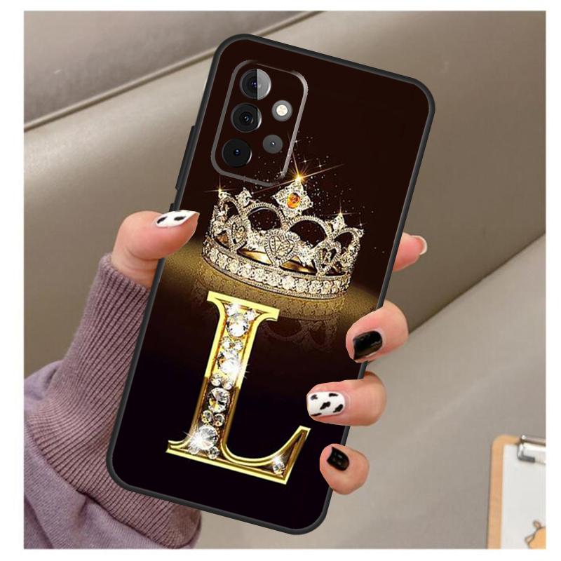 Letter Monogram Goud Marmeren Hoesje Voor Samsung Galaxy A56 A16 A26 A36 A06 A52 A53 A33 A13 A34 A54 A14 A15 A35 A55 A22 A32