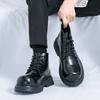Men Boots Black Brown Thick Soled Durable Leather Shoes European Style Lace Up Business Retro Fashion Chelsea Boots Size 38-45