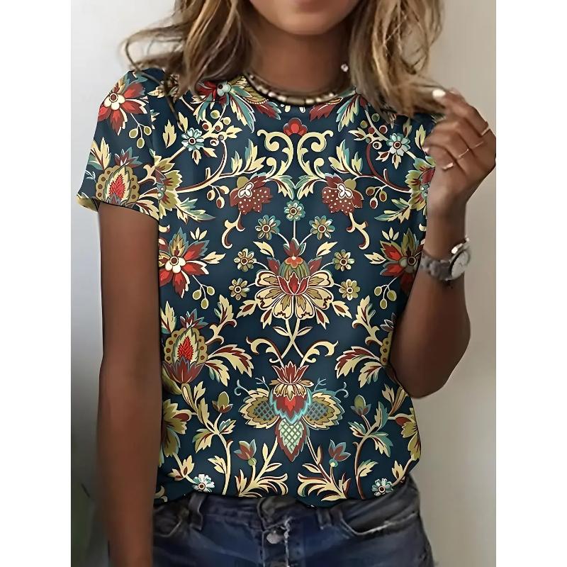 Women s Printed Comfortable Versatile Top Simple Casual T-Shirts Women’s 4XL