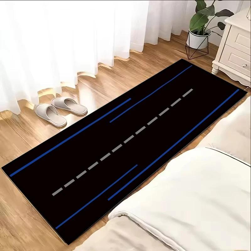 Sfondo Nero Segnaletica Stradale Blu Tappeto Lungo da Corridoio Ingresso Camera da Letto Tappetino Antiscivolo Tappeto per Area Tappeto da Camera da Letto