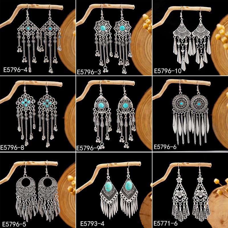 Elegant Bohemian Tassel Stud Earrings - Retro Ethnic Dangle Design