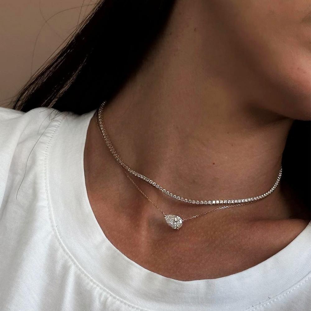 BXINY 1-3CT Pear Cut Moissanite Pendant Necklace S925 Silver East West Solitaire Water Drop Diamond Neck Chain for Women Jewelry