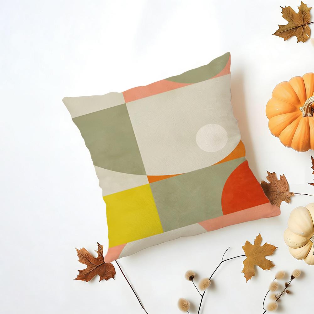 Calm Stylish Morandi Geometric Abstraction Cushion Cover Washable Linen Pillowcase Soft For Daily Sofa Bed Home Room Decor