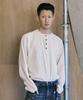 Pino Vintage Waffle Henley Neck Long Sleeve - Cream