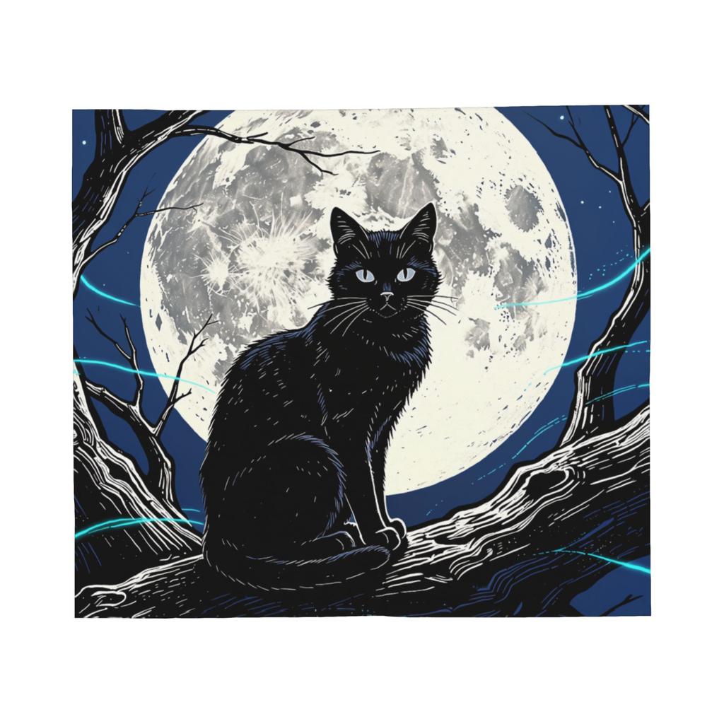 Halloween Black Cats Flannel Blankets Witchy Spooky Novelty Throw Blanket for Sofa Bedding Lounge 150*125cm Bedspreads