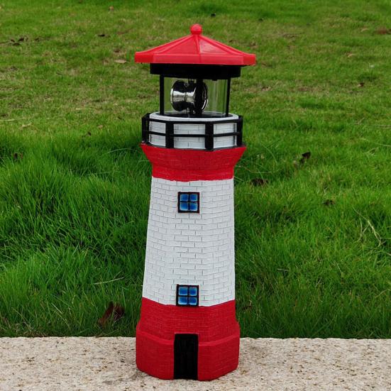 Solar Rotating Lighthouse Garden Light with Auto-On/Off Weather-Resistant & Easy Setup Romantic Night Lamp Resin Plastic Outdoor Decor for Yard Patio