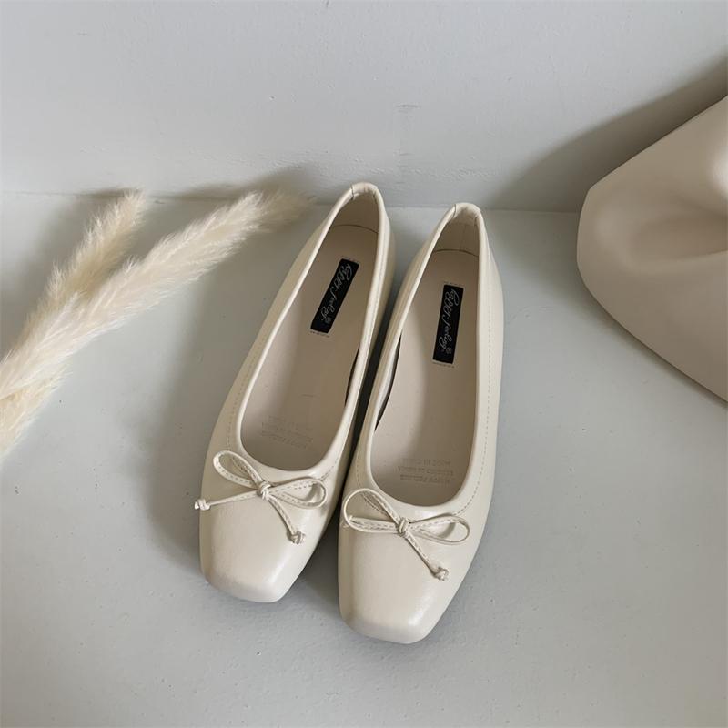 Fashion SUOJIALUN 2025 New Women Flat Shoes Fashion Square Toe Shallow Slip On Ladies Casual Ballet Shoes Soft Leather Outdoor Loafers S