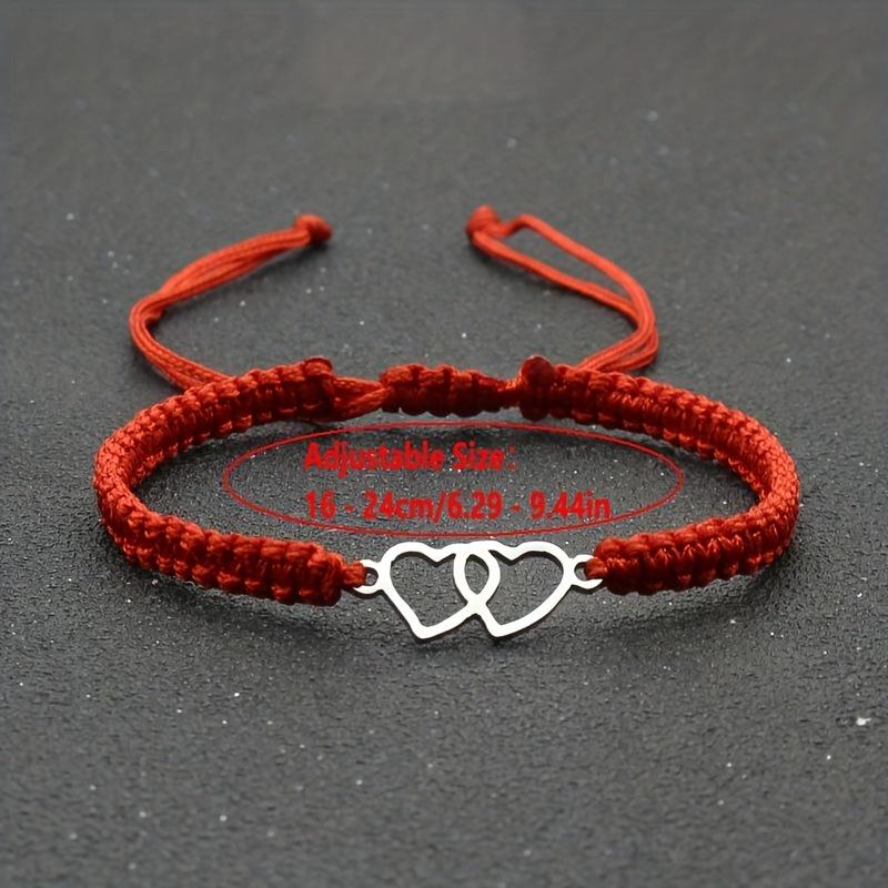 Handmade Adjustable Rope Bracelet Heart Bracelet Unisex Couple Gift