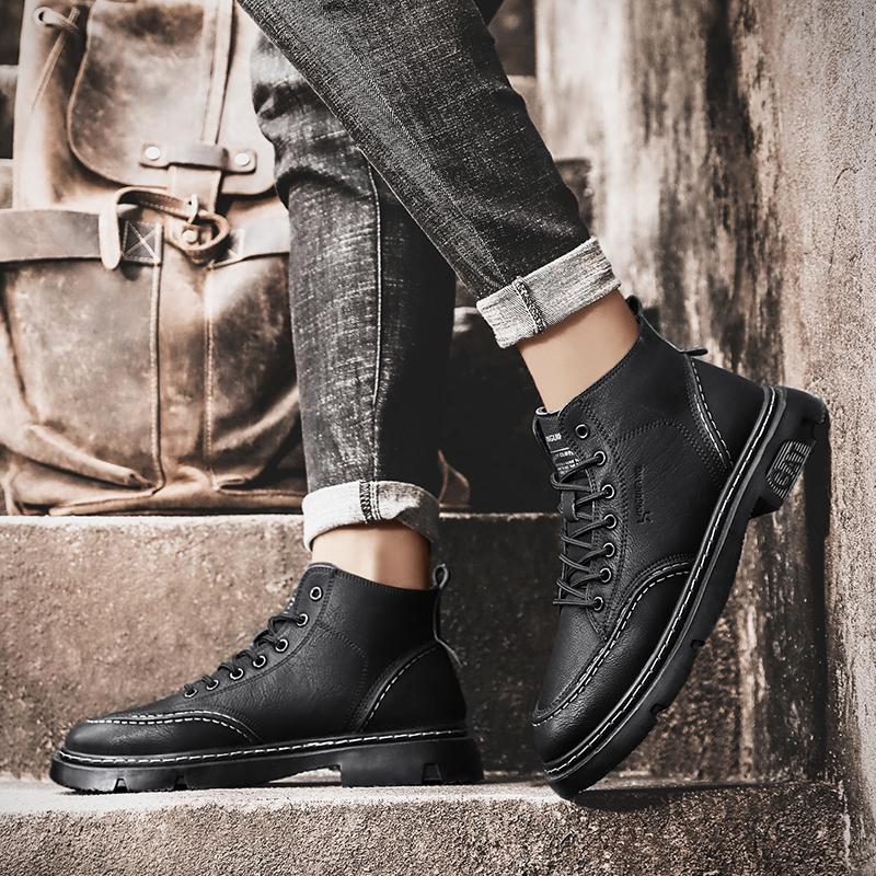 New Fashion Autumn And Winter Men's High Top Martin Boots Students Male Boys Trending Soft Sole Work Shoes Labor Protection Martin Sneakers