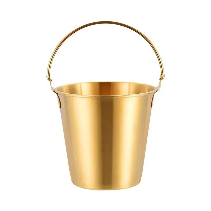 Stainless Steel Ice Bucket Bar Party Ice Bucket Golden Beer Barrel Champagne Bucket Cooling Barrel Snack Fried Chicken Bucket
