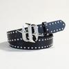 Belt American Rivet Punk Rock Rhinestone Buckle Personality Belt Subculture Black Belt