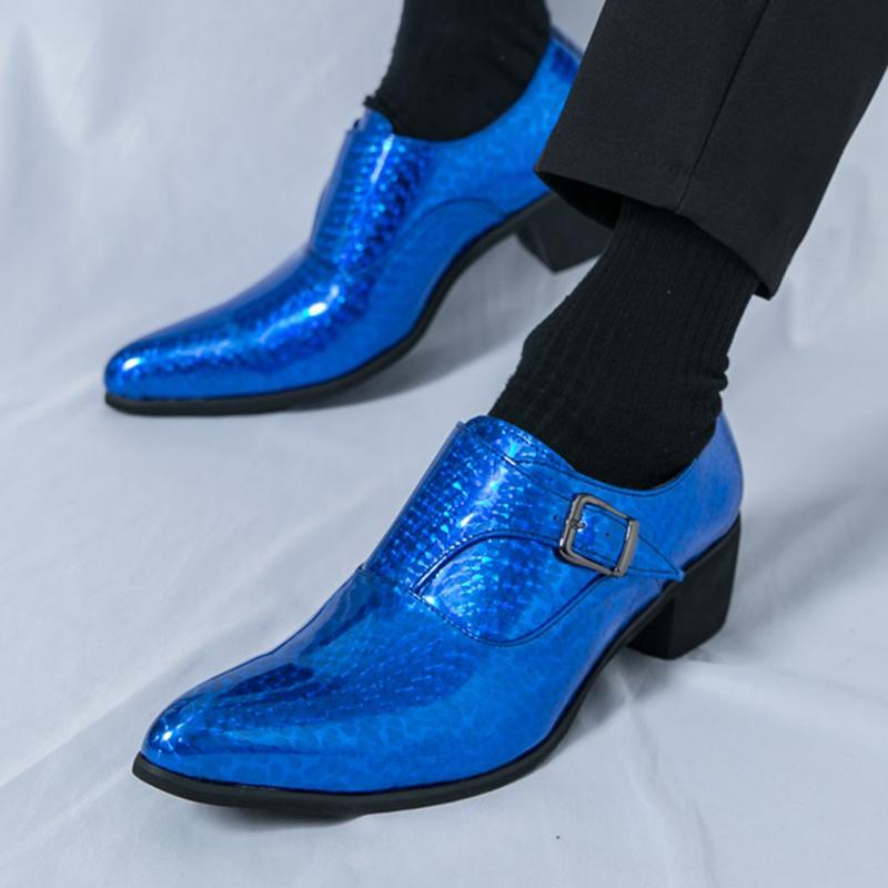 Fashion New Fashion Blue Gold Silp On Monk Strap Shoes For Men Casual Comfort Loafers Formal Dress Wedding Footwear Zapatillas Hombre