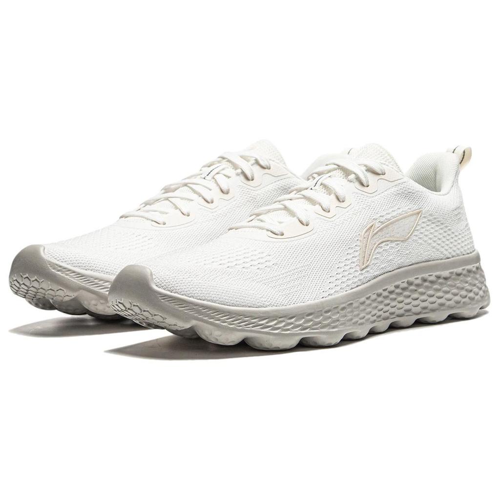New LiNing Cloud Motion Cushioned Slip Resistant Breathable Reflective Low Top Casual Running Shoes Men's Ecru ARSU023-1