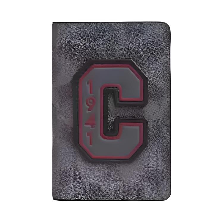 Coach Signature Coated Canvas Card Holder With Patch Details Unisex Accessories Gray CCF99-GRM Gray