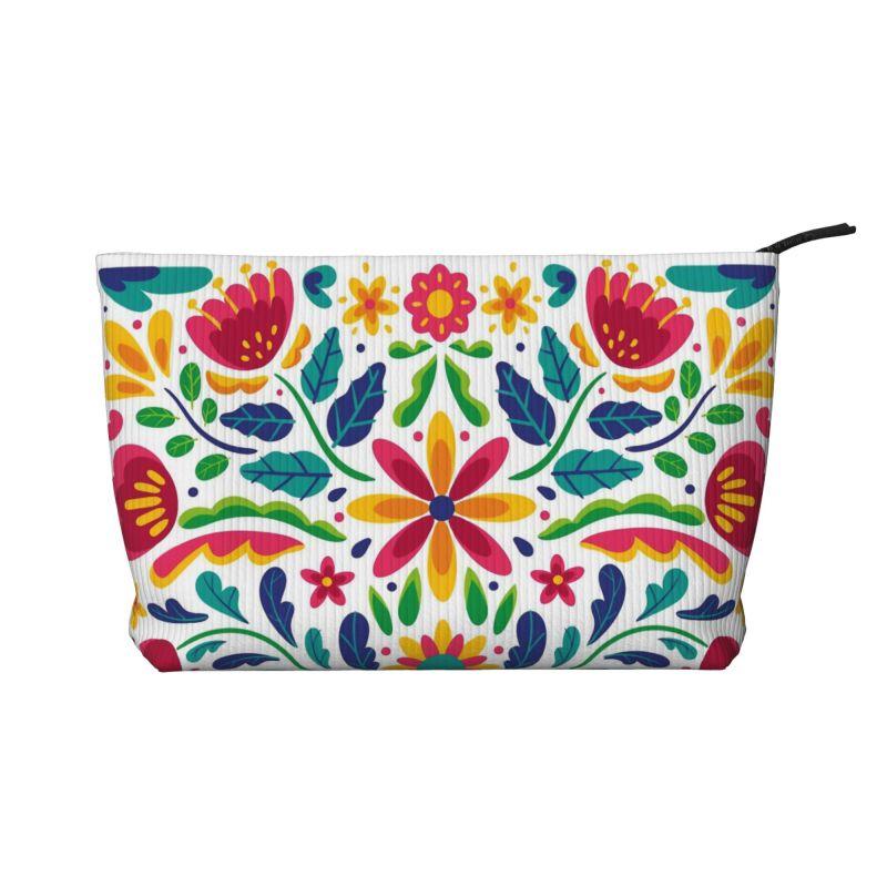 Mexican Flowers Floral Art Print Cosmetic Bag Women Portable Makeup Bag Organizer Case Beauty Storage Toiletry Bags