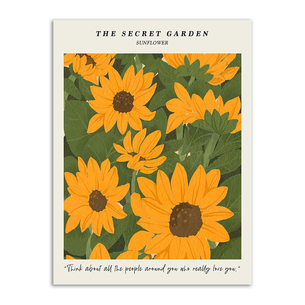 

Цветок подсолнуха, настенное искусство, современный постер на скандинавскую тему и принты, холст, картина, оранжевый, ручная роспись, кот для гостиной, домашний декор 21x30cm No Frame