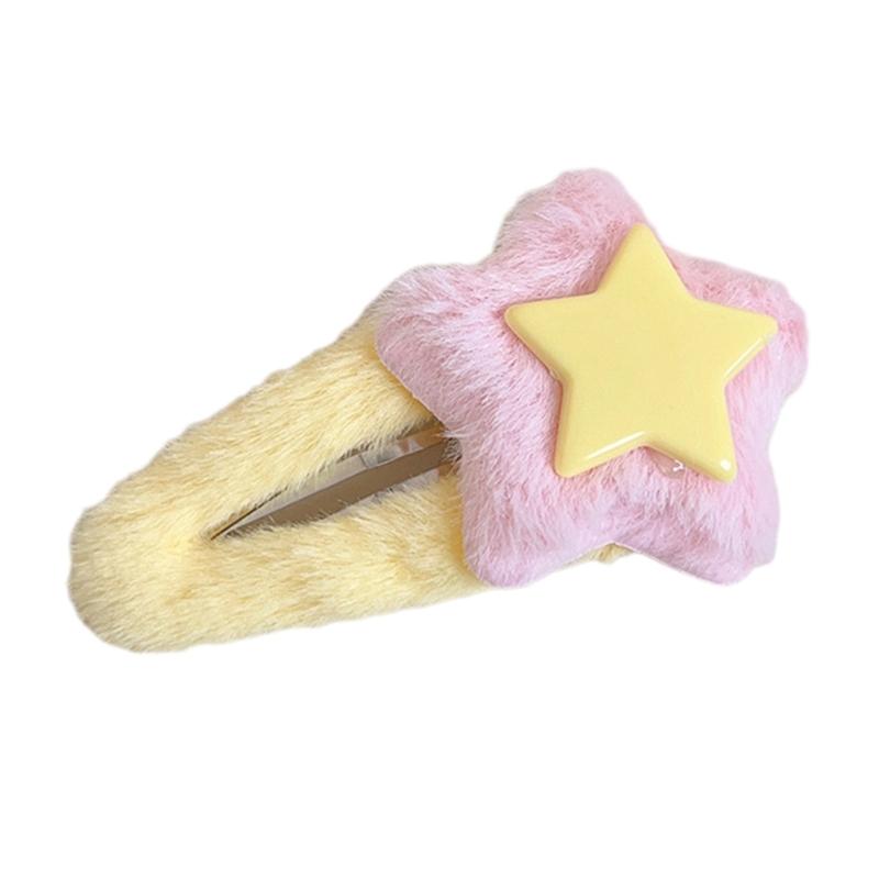 Cute Star Shape Hair Pin Adult Teens Plush Ponytail Bangs Decorative Hair Clip 1 жёлтый