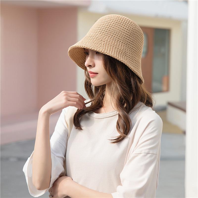 Bucket Hat Women's Face Revealing Small Spring and Summer Sunshade Hollow Thin Breathable Sun Hat Bucket Basin Hat