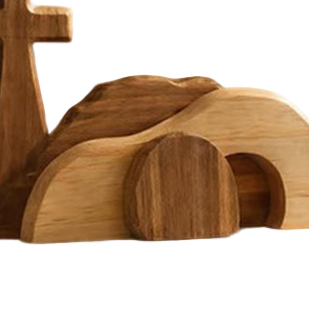 Leeres Grab Oster Szene und Kreuz Dekoration Holz Oster Szene Dekor für Zuhause Büro Tischplatte