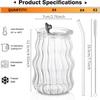 KEMORELA 4PCS Ribbed Glass Cups with Lids & Straws – 18oz Vintage Wavy Glass Coffee Cups, Bubble Glass Aesthetic for Iced Coffee, Clear Ribbed