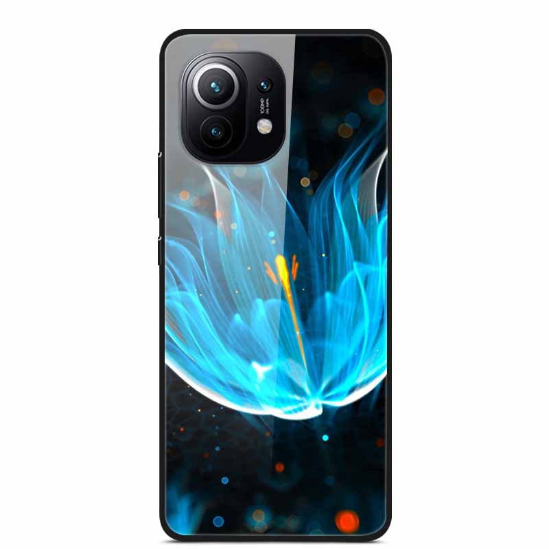 Glass Back Cover For Xiaomi 11 Lite 5G NE Case Soft Edge Hard Tempered Glass Case For Xiaomi Mi 11 Lite 5G NE Phone Case Coque