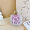 2025 new girls pearl handbag cartoon cute bow princess shoulder bag lace small satchel