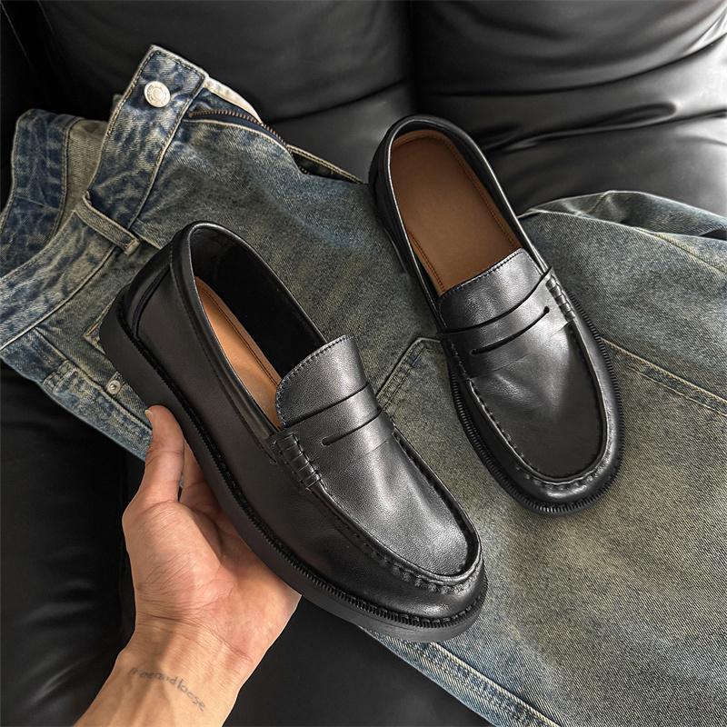 Fashion Handmade Mens Leather Loafers Non Slip Slip on Walking Flats Breathable Outdoor Casual Shoes for Man Work Office Driving Shoes