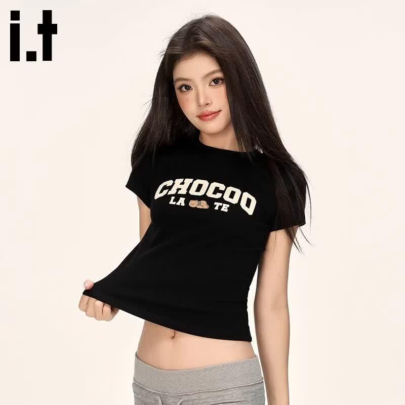 CHOCOOLATEit Women s Printed Slim Fit Round Neck Short Sleeve T-Shirt XXL