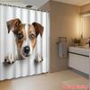 Jednoduchý 2D plochý sprchový závěs s Jack Russell teriérem - Roztomilý kreslený design zvířátka, Vyrobeno z odolné polyesterové tkaniny