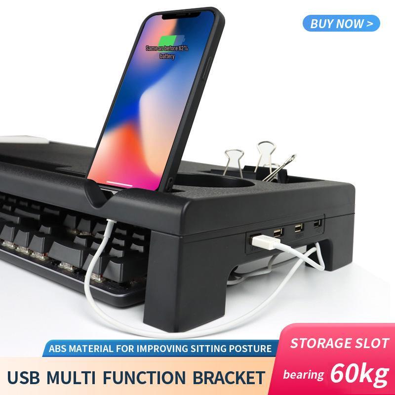 Multifunctional USB Charging Monitor Riser & Storage Rack for Desktop
