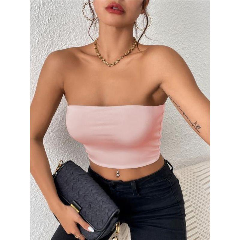 

Европейский и американский сексуальный можно носить снаружи пупка топ-бандо с запахом жилет топ женский сексуальный укороченный топ-майка Pink M