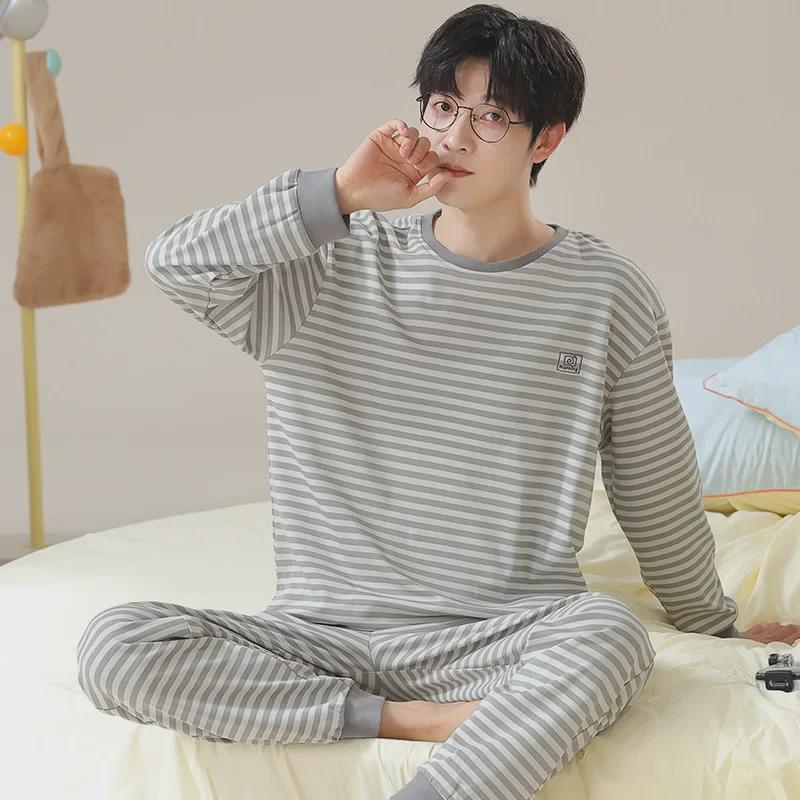 Men's Long-Sleeve Trousers Suit for Autumn/Winter Home Wear, Available In Large Sizes