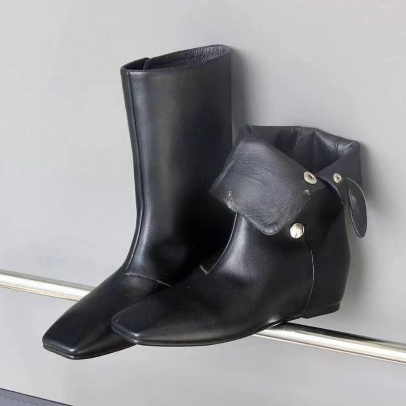 Fashion Flats Women Ankle Boots Suede Square Toe Shoes Winter Designer New 2025 Trend Goth Chelsea Cozy Non Slip Botas De Mujer