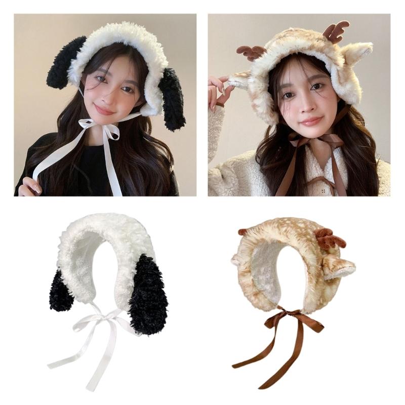 Furry Puppy Headbands Winter Ear Warmers Ear Bands Covers for Cold Weather Cartoon Headband Head Wrap Cute Puppy Ear