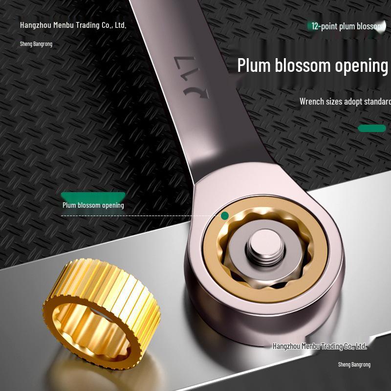 Double-Head Black Nickel Ratchet Wrench, 72 Teeth, High Hardness, Multi-Specification for Auto Repair and Household Use