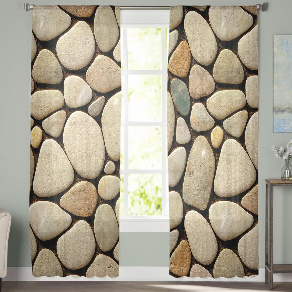 Perdele pentru fereastră din voal pur maro cu textura modernă de pietricele Perdele din tul pentru sufragerie pentru balcon, draperii