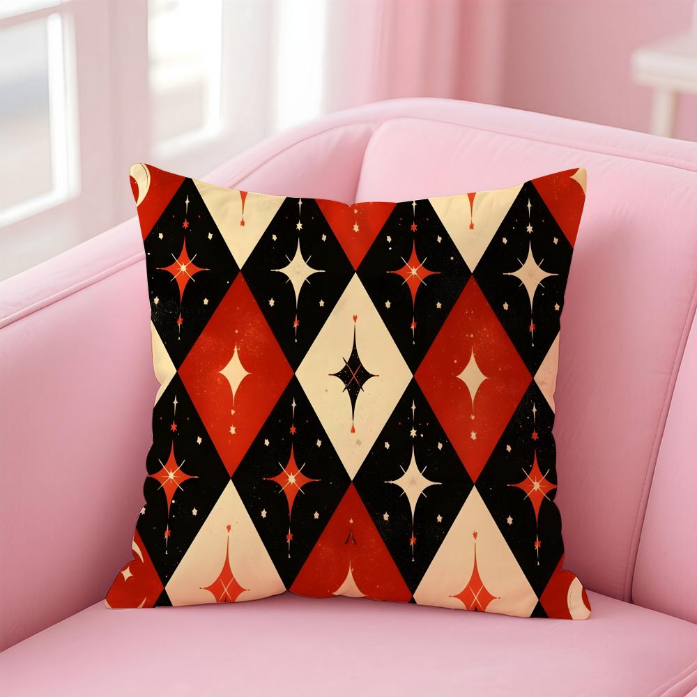 Colorful checkered pattern Cushion Cover Pillow Case Soft Skin Friendly Fabric Comfort Concealed Zipper