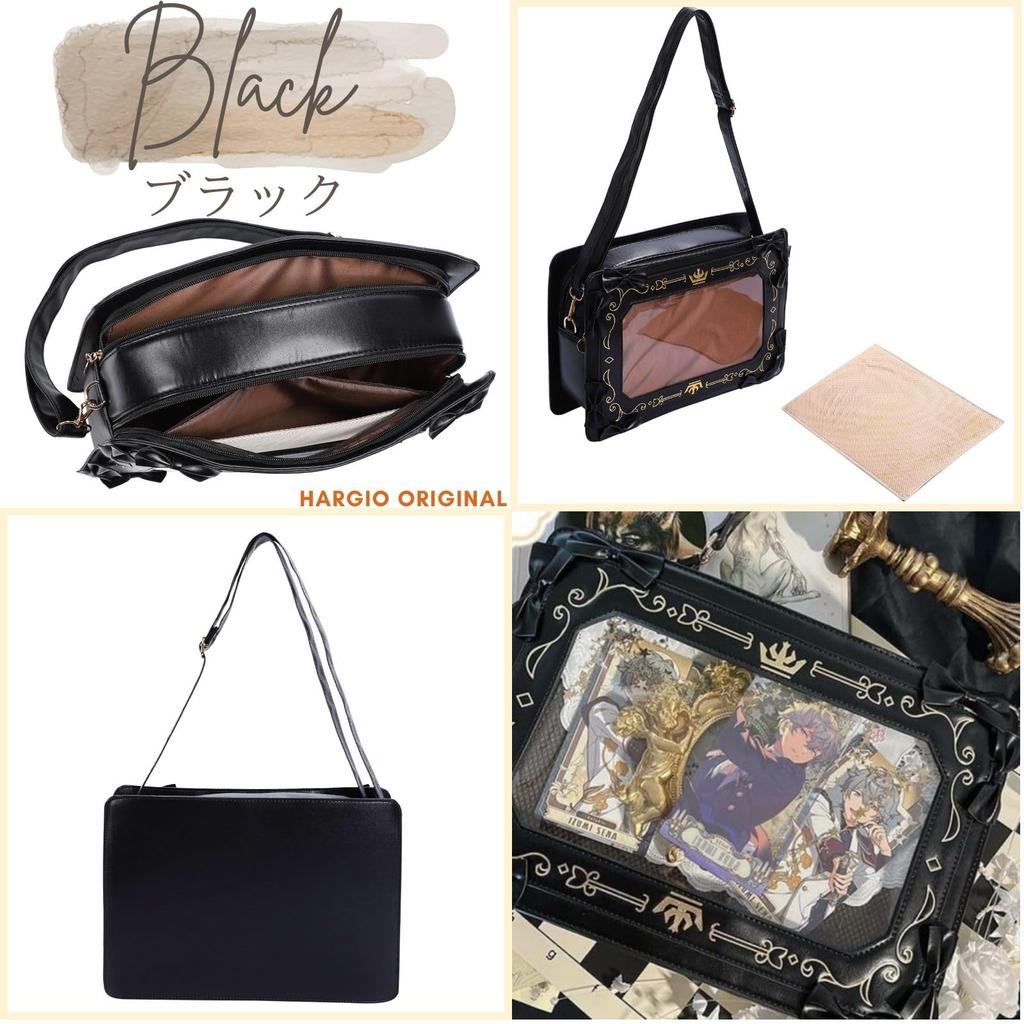 Harujio Ita Shoulder Oshikatsu Ita Shoulder Bag with Popular Bag, Bag, Gothic, Adult, Bag, Bag, Bag, Handbag, Black/White, Leather-Look Ribbon,