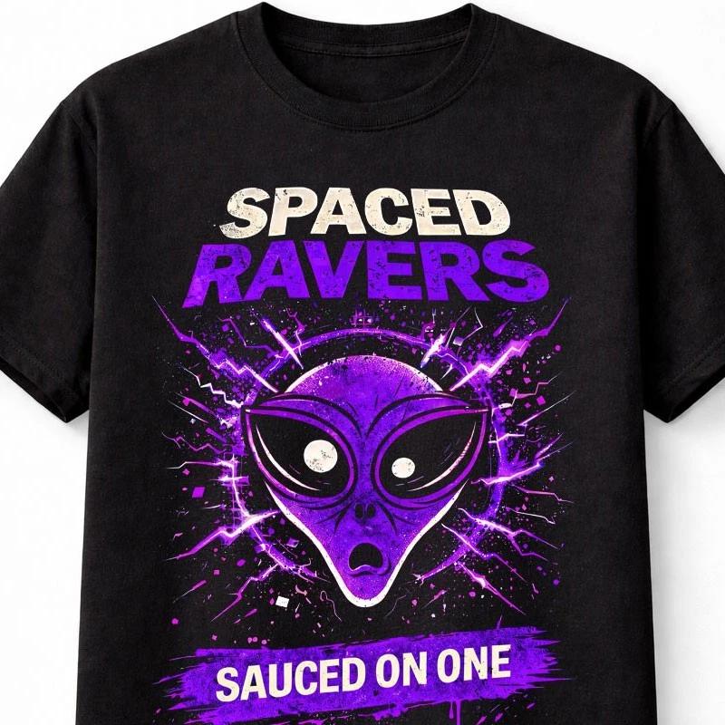 Spaced Ravers Alien Rave Space Raiders Crisp BBQ Graphic Festival Unisex TShirt S