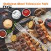 2Pcs Stainless Steel Telescopic Fork Extendable Long Handle Food Grade Dishwasher Safe Portable Grilling Fork Utensil Cutlery Barbecue Tool