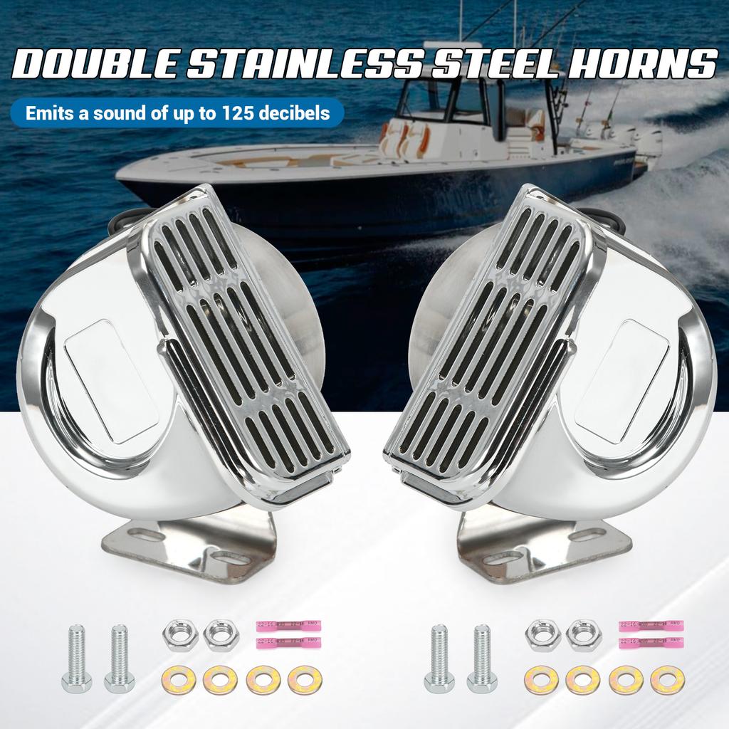 Corrosion-Resistant Stainless Steel Dual-Diaphragm Boat Horn 410 Hz 510 Hz High Tone Signal for Reliable Nautical Communication
