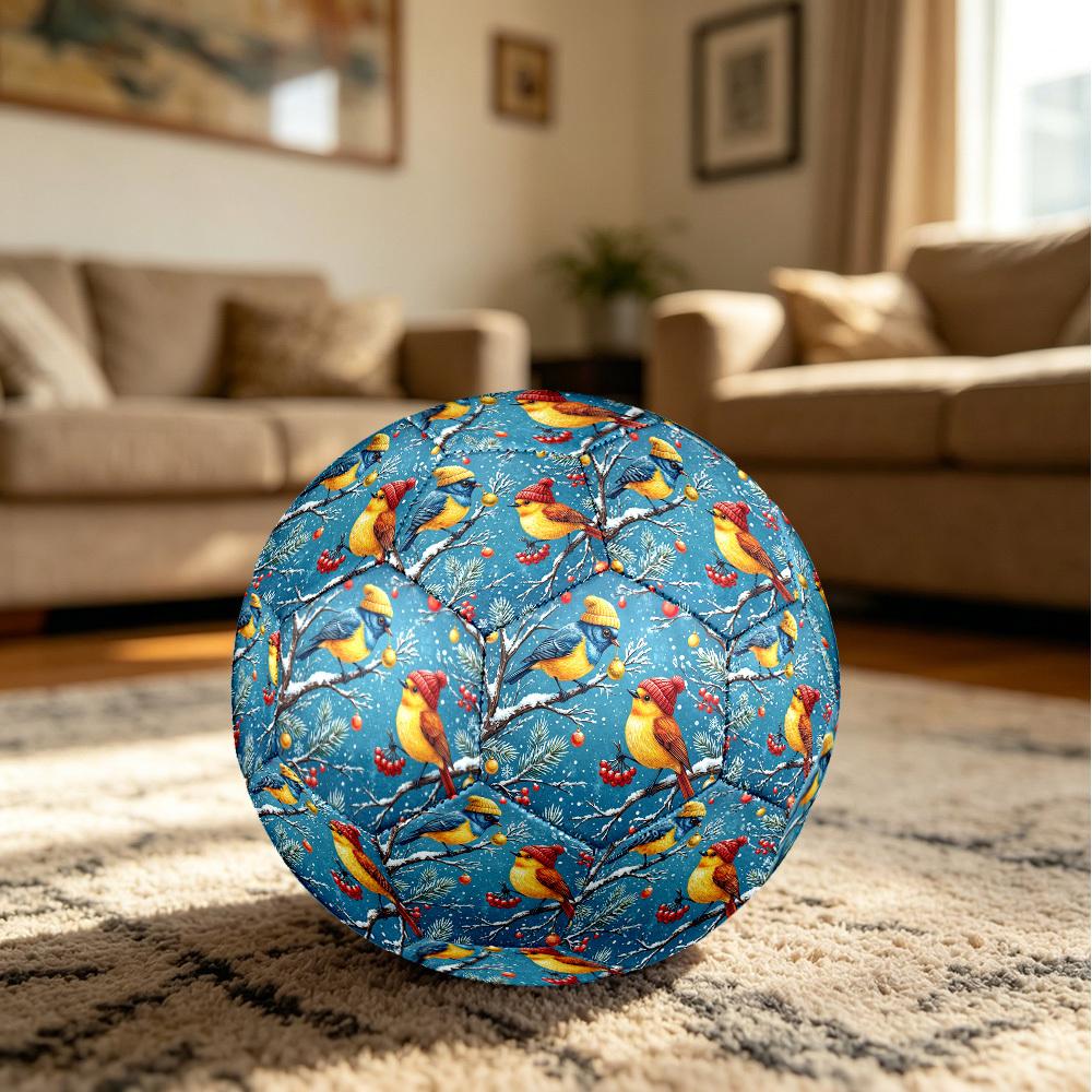 1pc Winter Birds Scene Theme Soccer Ball Football, Size 5, Lightweight PVC, Durable Outdoor Training Soccer Ball, Gift m61475